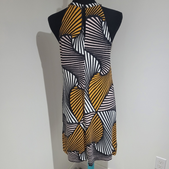 Ann Taylor Women's Graphic Halter Mini Shift Dress Size 2 Black Yellow Colorful - Picture 6 of 10